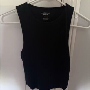 American Eagle Black Ribbed Scoop Neck Tank